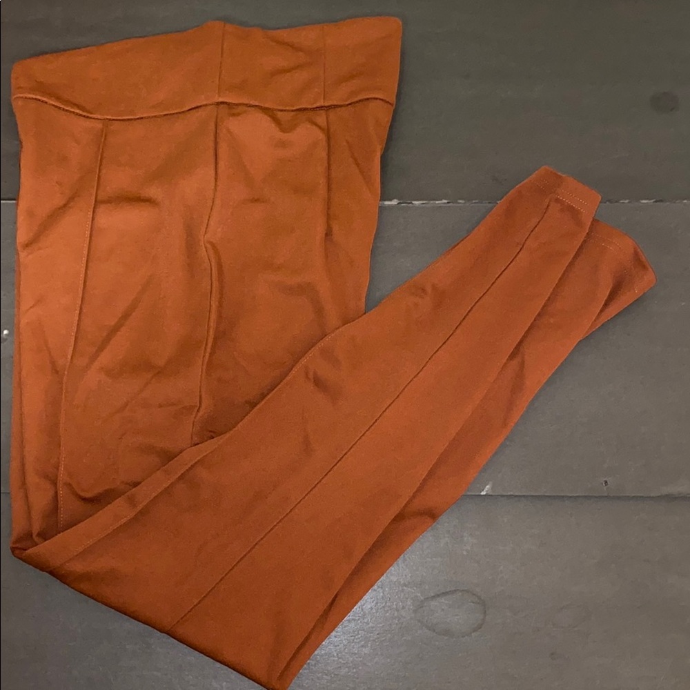 SHEIN Medium Rust Trousers Solid Color Work High Waist Trousers